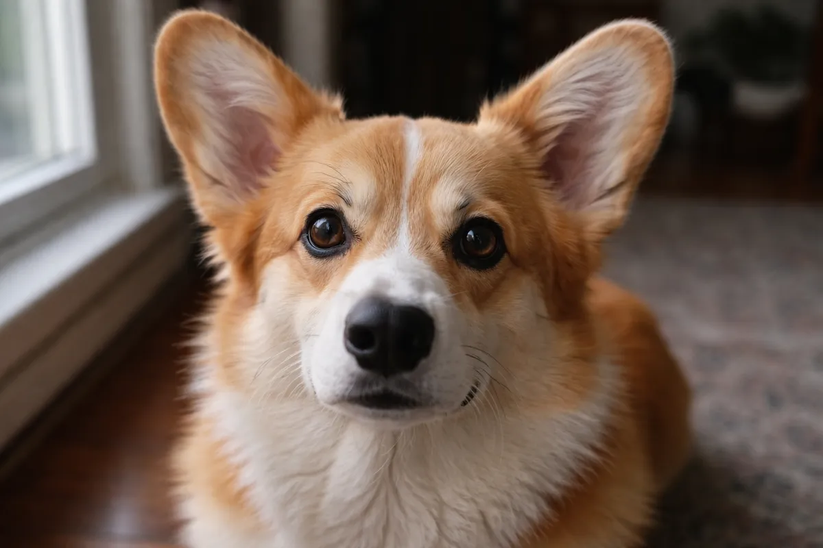 adorable corgi looking at camera close up