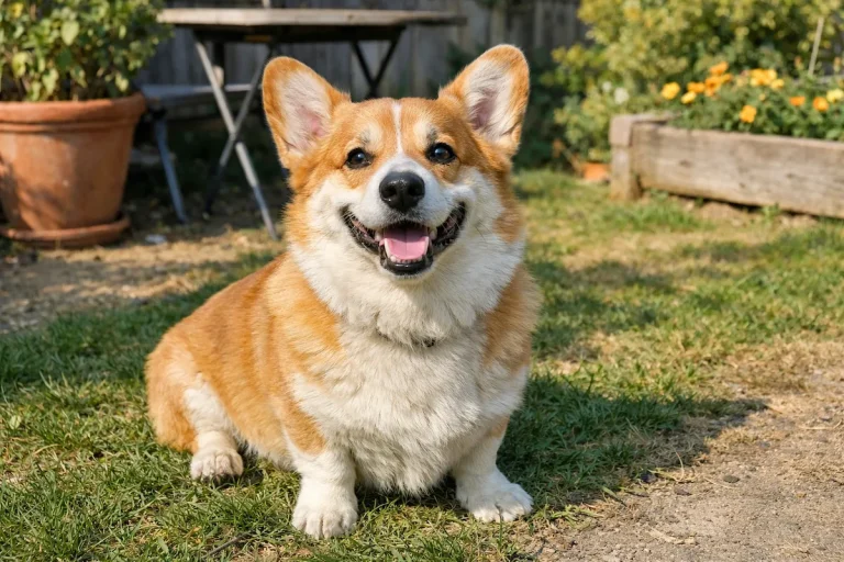 adorable corgi dog smiling outdoors