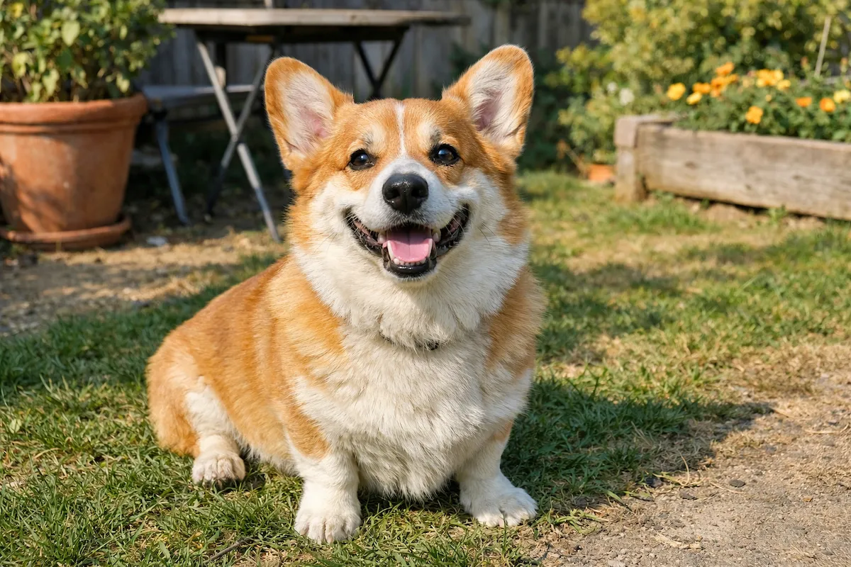 adorable corgi dog smiling outdoors