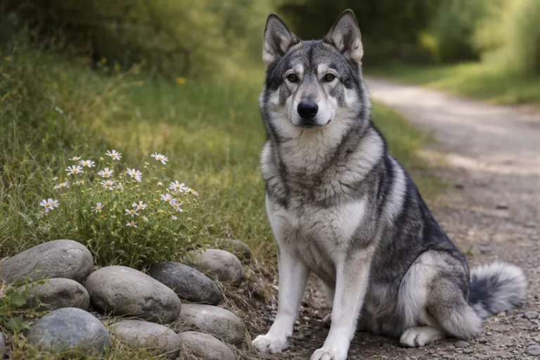 Gray and silver dog with a thoughtful expression