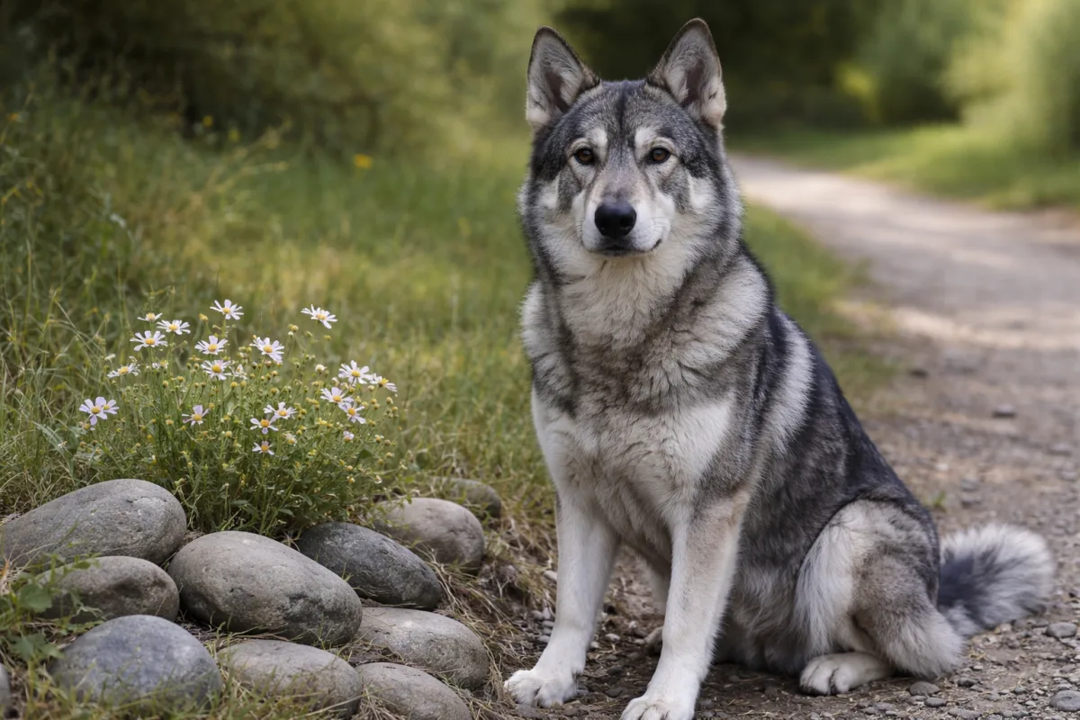 Gray and silver dog with a thoughtful expression