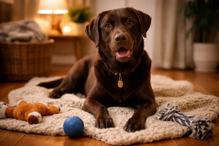 Chocolate-colored dog with a sweet name idea