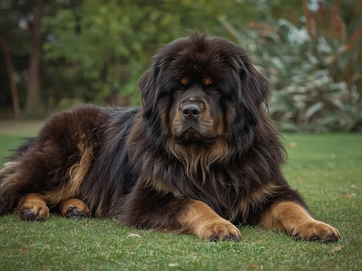 large dog lying on ground outdoors relaxed but alert posture