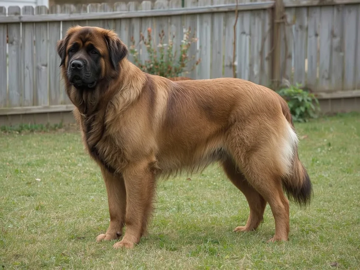 large working dog standing still in yard steady and balanced posture
