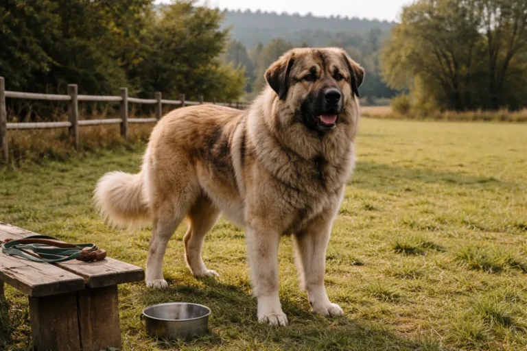 Giant working dog standing in a field