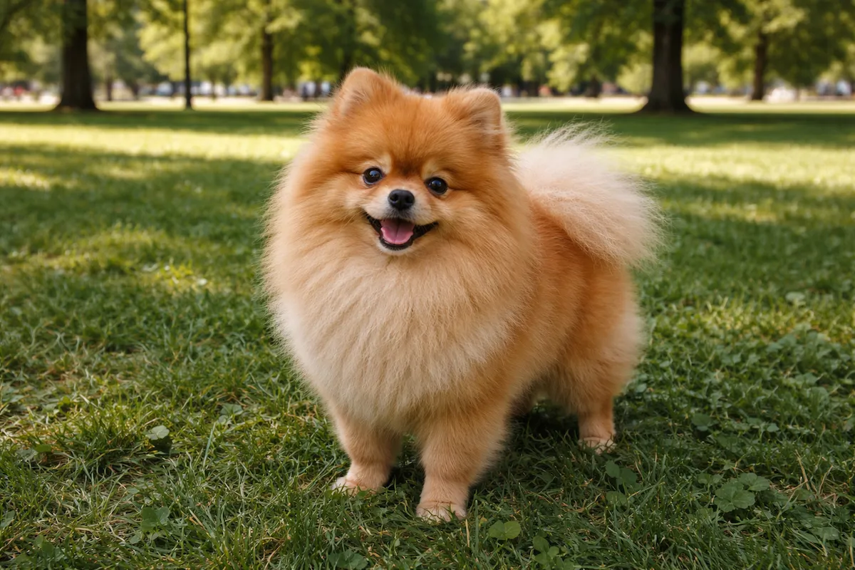 Pomeranian dog small fluffy dog in the park