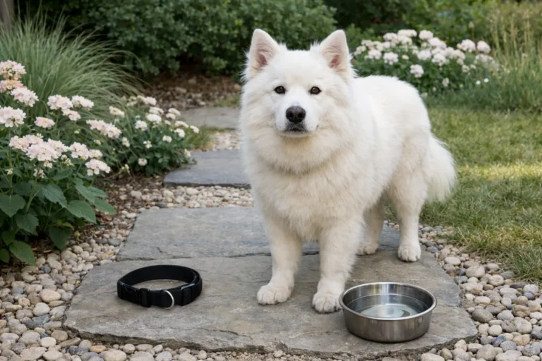 White dog with a soft, elegant name mood