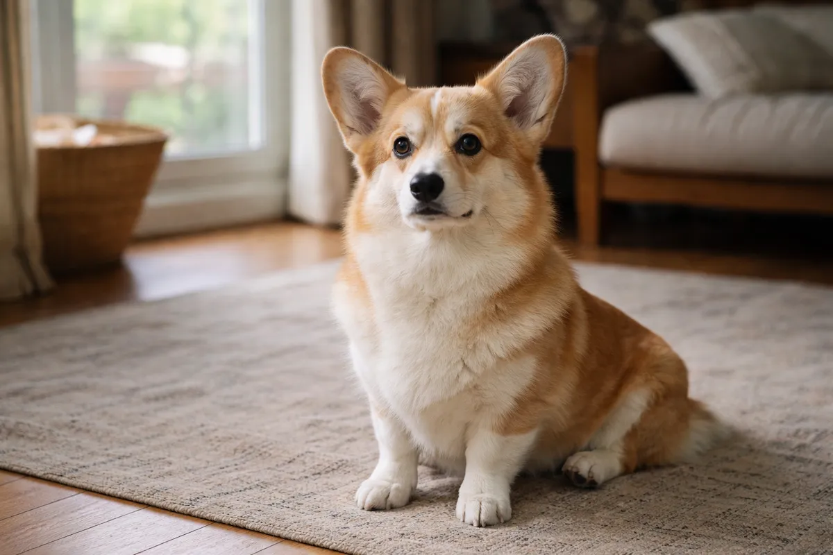 elegant female corgi sitting calmly