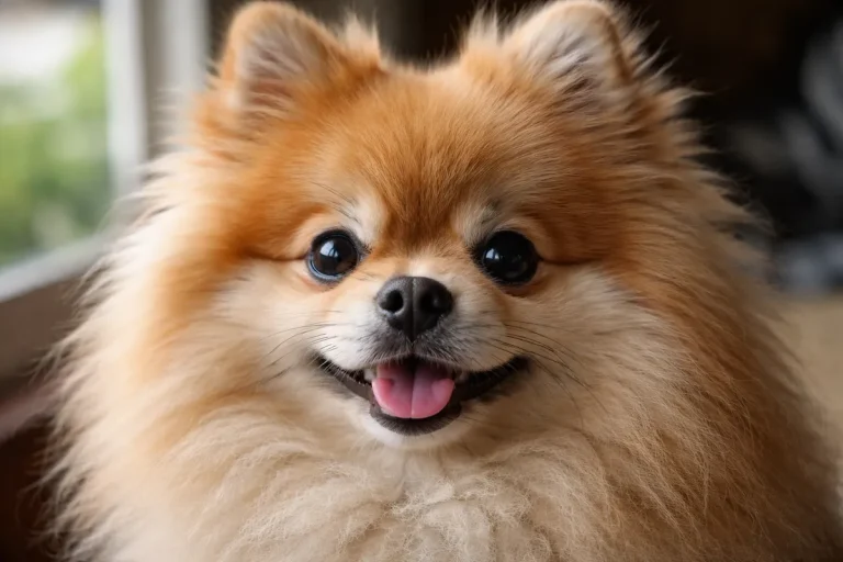 pomeranian male close up fluffy face