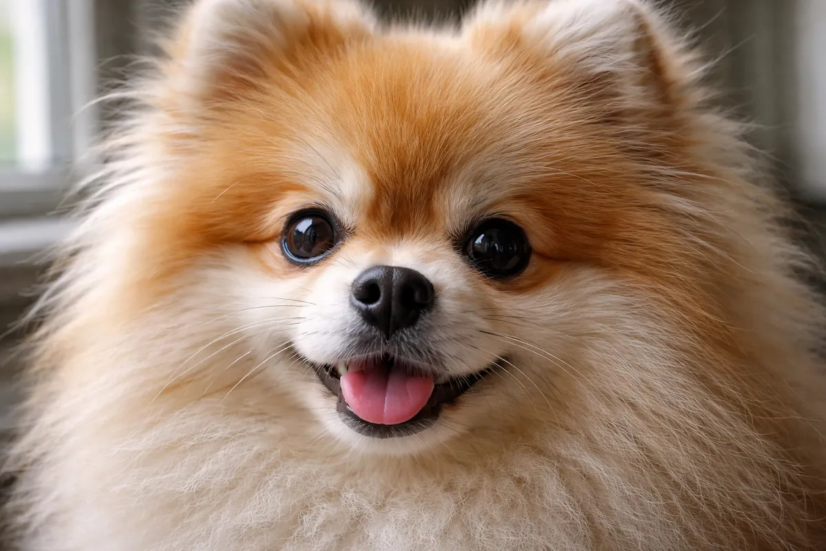 pomeranian close up fluffy face