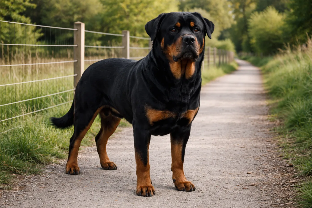 Rottweiler with a strong and calm presence