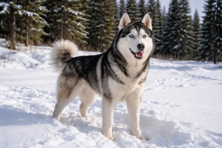 Siberian Husky with striking blue eyes