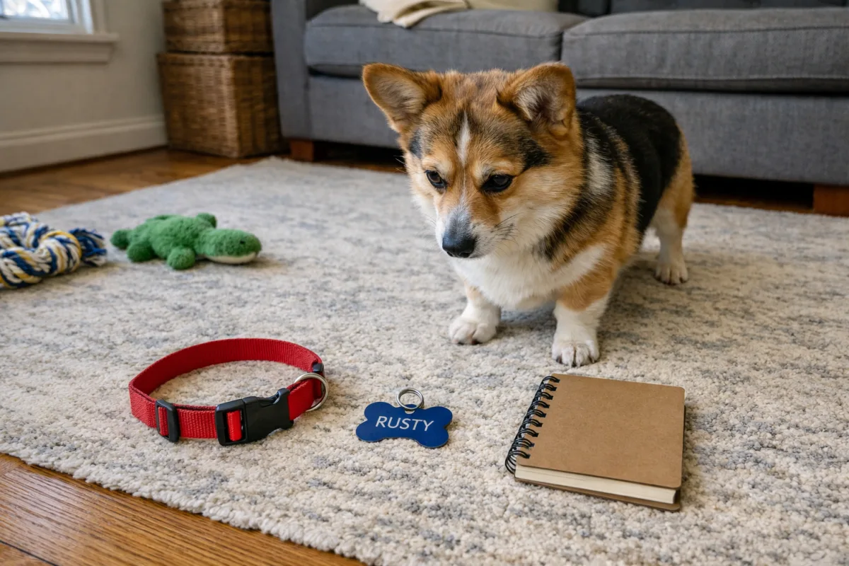 Short-legged small dog with a cheerful name