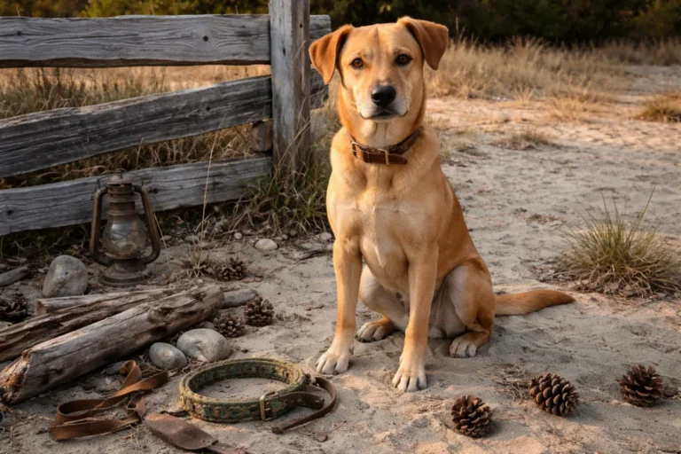 Tan dog with rustic name idea