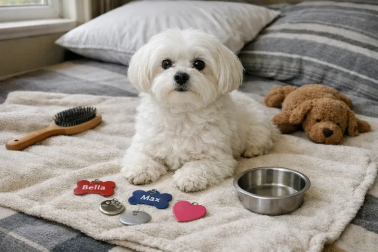 Cute Maltese dog with soft white fur