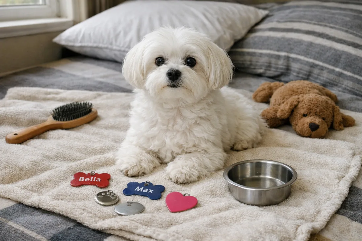 Cute Maltese dog with soft white fur