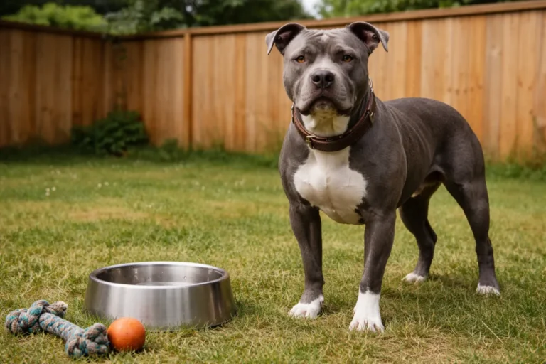 Strong pitbull with a bold collar