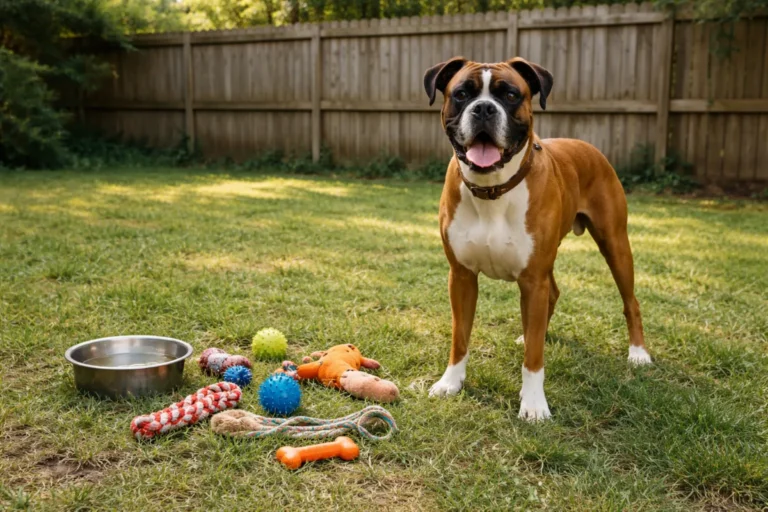 Happy Boxer with playful collar