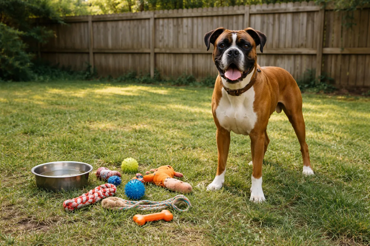 Happy Boxer with playful collar