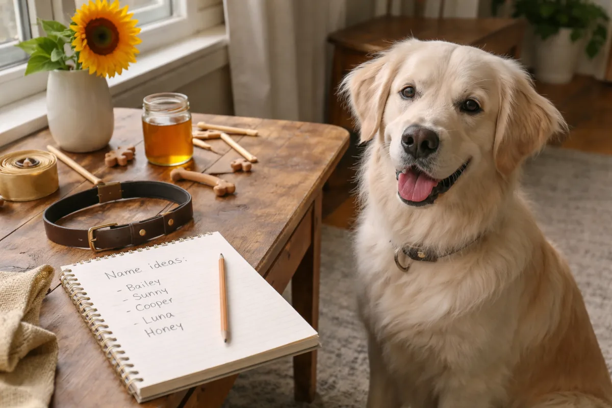Light-colored dog with golden name ideas