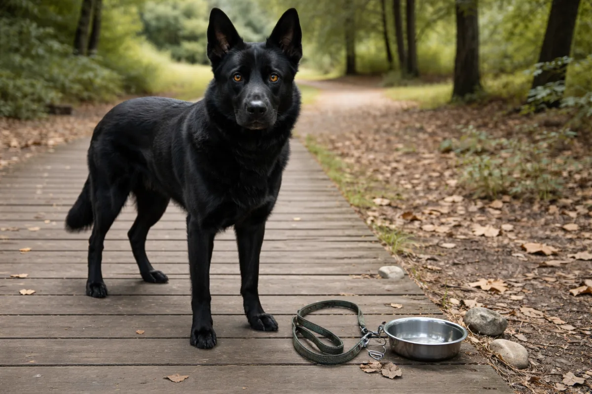 Jet-black dog with sleek, elegant name ideas