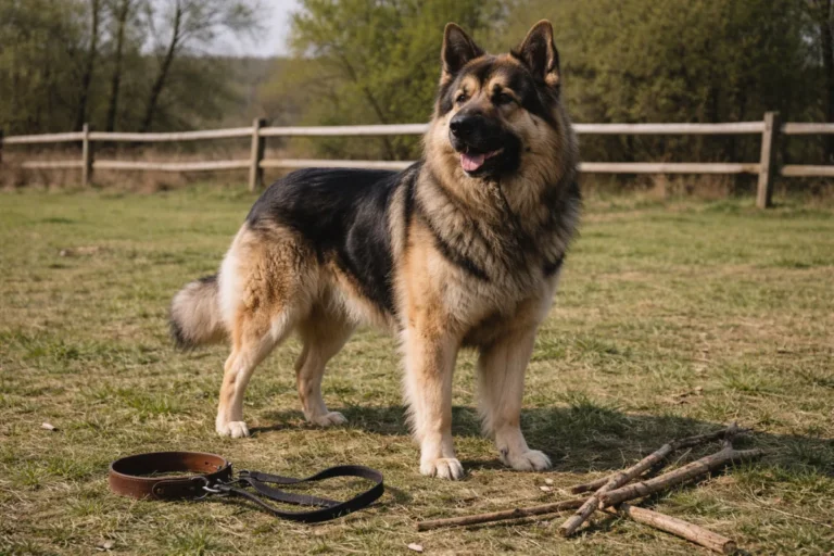 Large powerful dog standing outdoors
